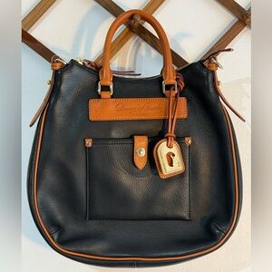 Dooney & Bourke Tear Drop Black Florentine Leather Hobo Shoulder Satchel Bag